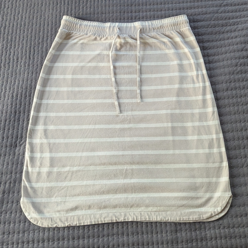 Inherit Co Tan And White Striped Drawstring Midi Skirt